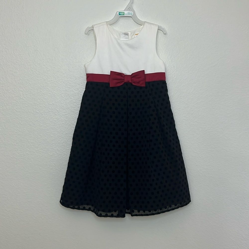 Gymboree Size 6 Special Occasions Black White Red Bow Polka Dot Dress Holiday